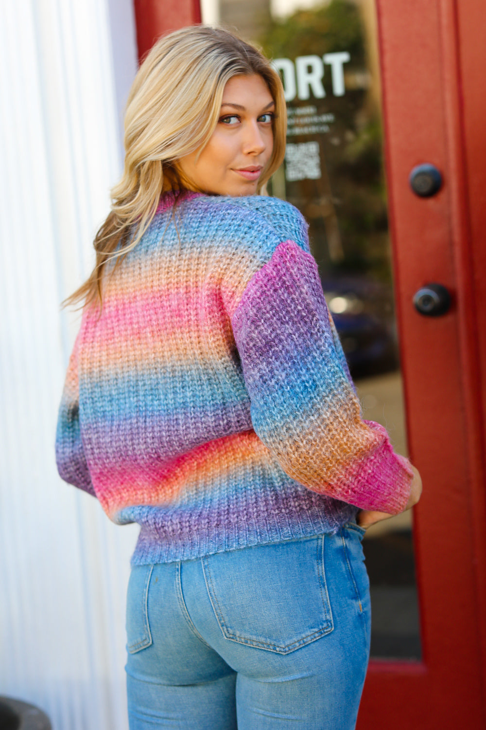 Taro & Amber Ombre Loose Knit Sweater