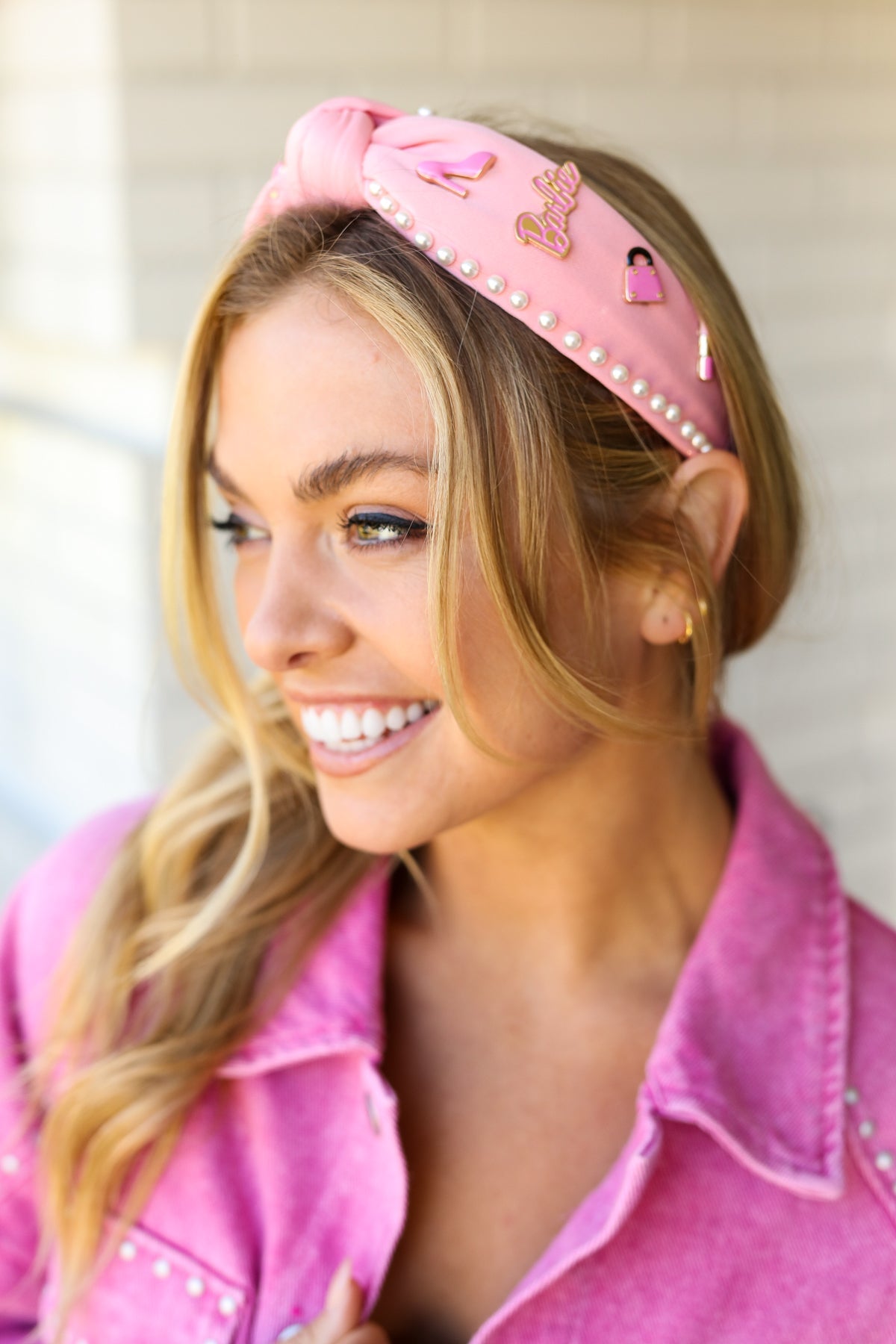 Barbie Pink Pearl Embellished Top Knot Headband