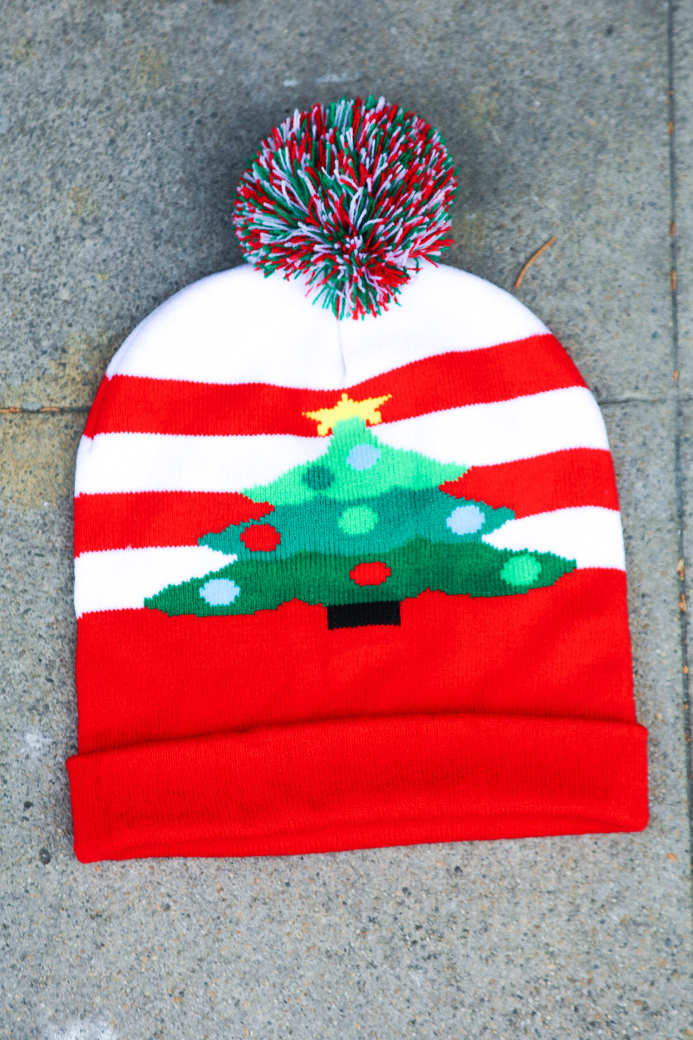 Christmas Tree Pom-Pom Beanie