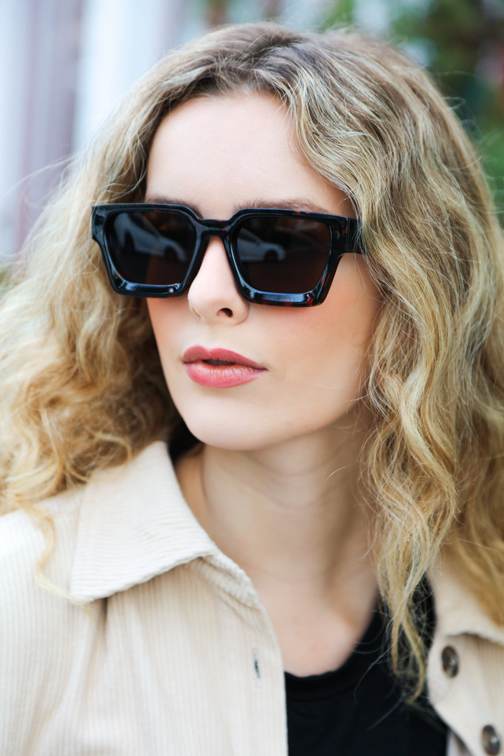 Tortoise Shell Thick Frame Rectangle Sunglasses