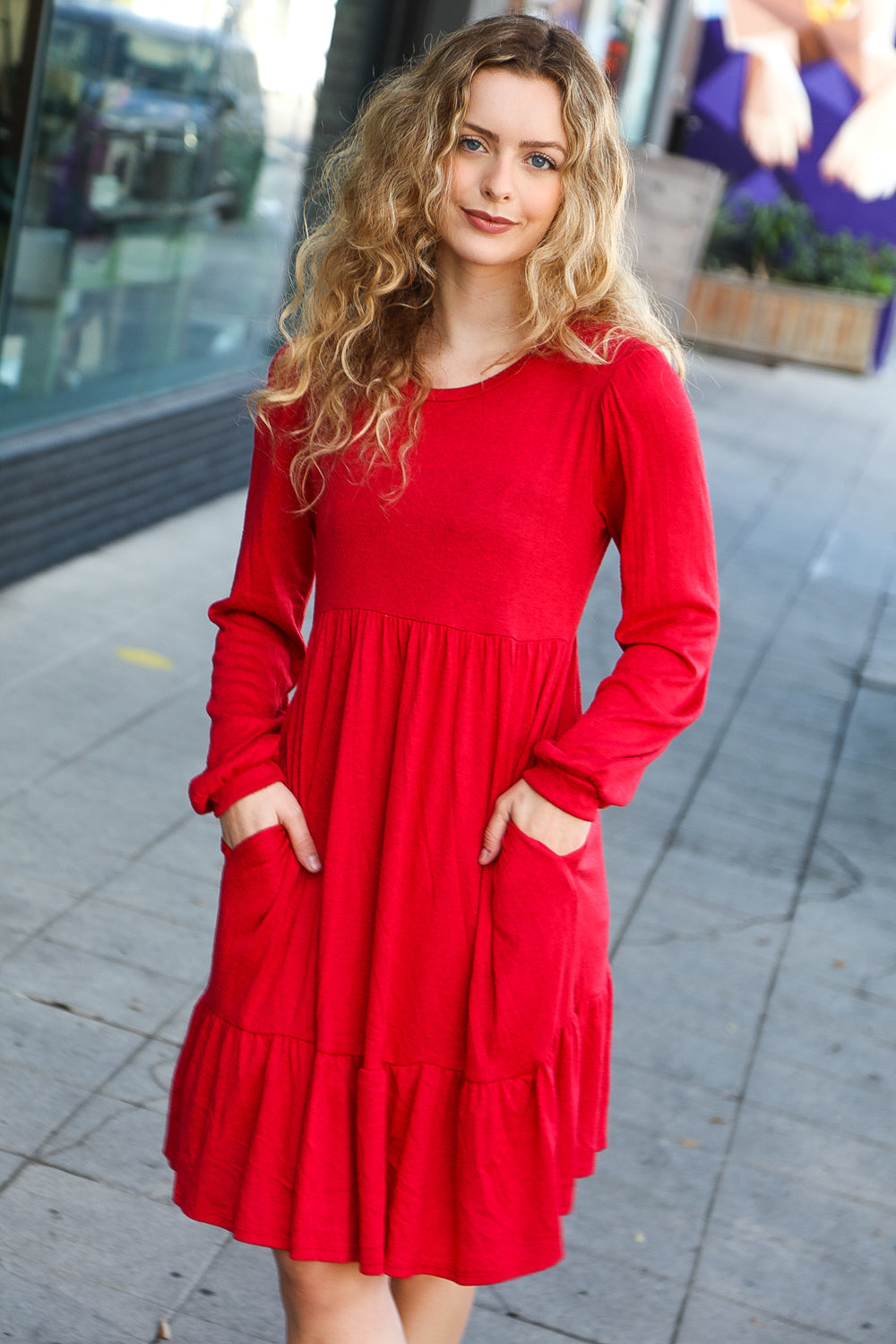 Lady In Red Hacci Fit & Flare Ruffle Dress