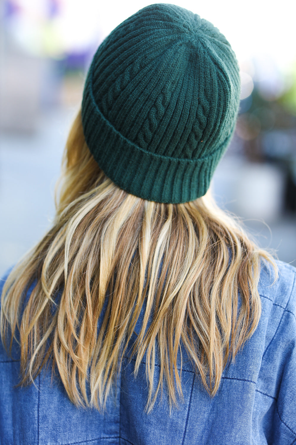 Let's Go Emerald Green Cable Knit Beanie