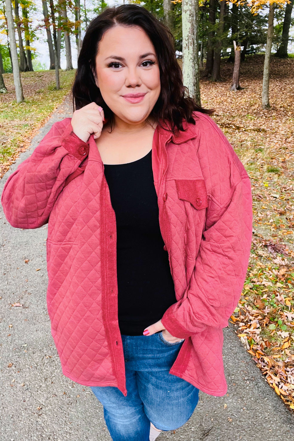 Marsala Quilted Knit Button Down Shacket