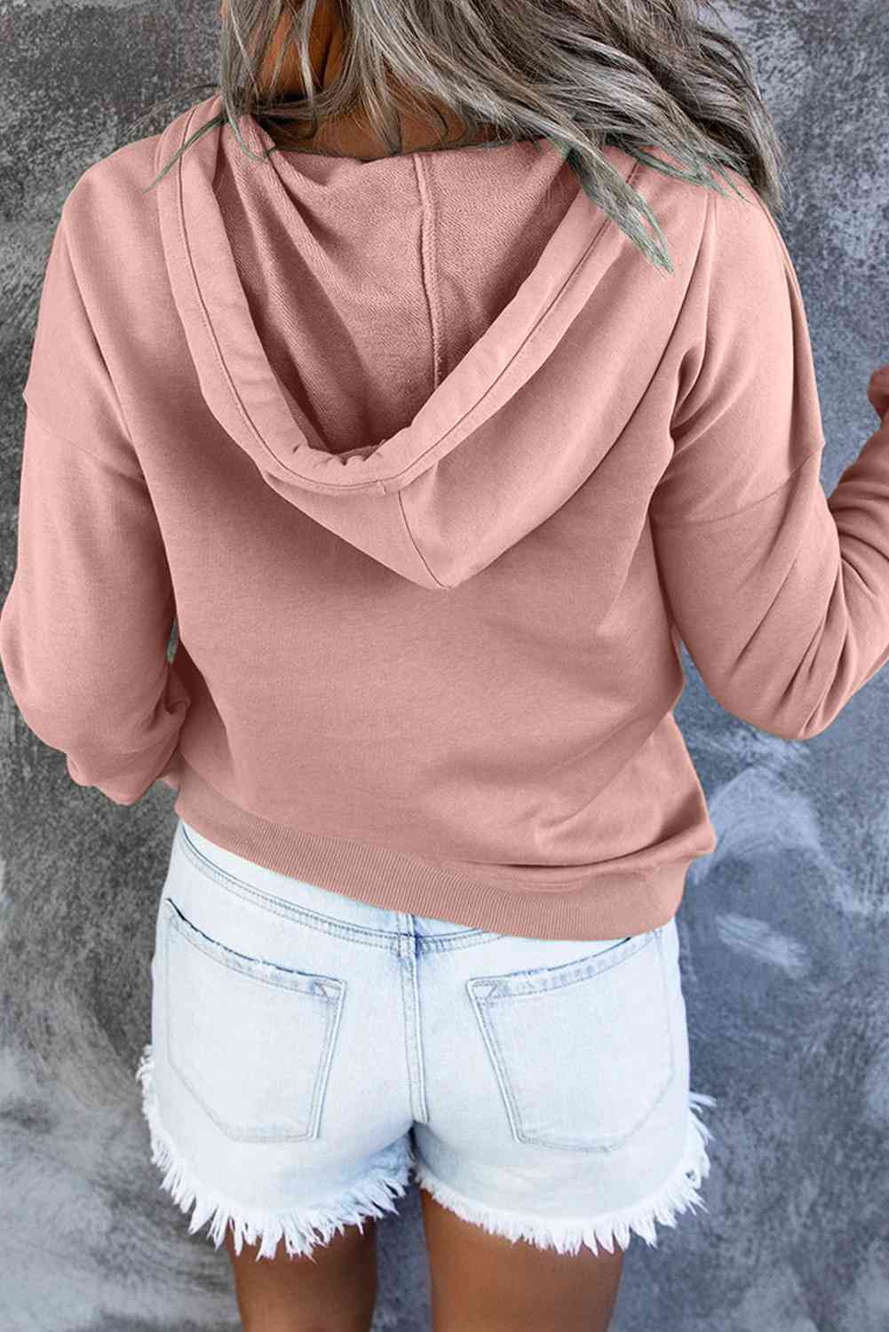 Dropped Shoulder Long Sleeve Hoodie with Pocket