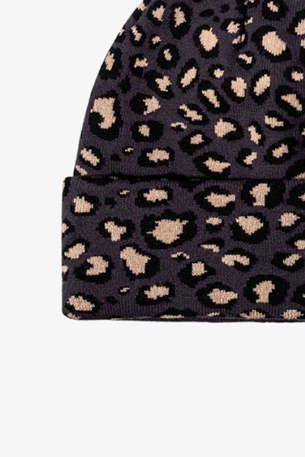 Leopard Pattern Cuffed Beanie